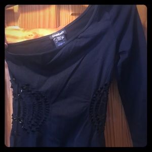 Bebe stretch black one shoulder mini dress